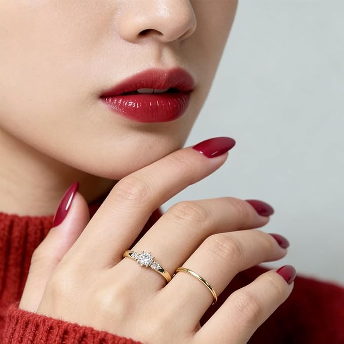 Cherry Red Press On Nails Medium Almond Handmade Soft Gel Fake Nails Burgundy, Deep Red Stick Glue on Nails Kit for Women, Reusable Acrylic False Nail Set