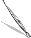 BALUCA 2-in-1 Cuticle Pusher & Trimmer with Fork – Professional Stainless Steel Nail Cuticle Remover Tool for Pain-Free Manicure & Pedicure – Durable Metal Cuticle Nippers and Scraper, Silver