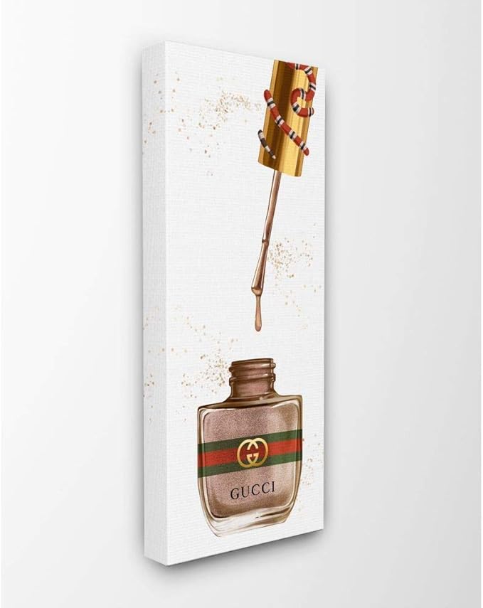 Stupell Industries Makeup Nail Polish Brush Brown Fashion Design Canvas Wall Art, Multi-Color
