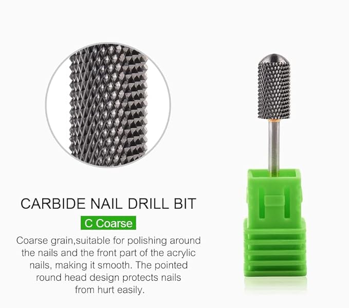 Round Head Alloy Nail Drill Bit Manicure Drilling for Nail Gel Polish Removal Nail Accessories Tool (Coarse)