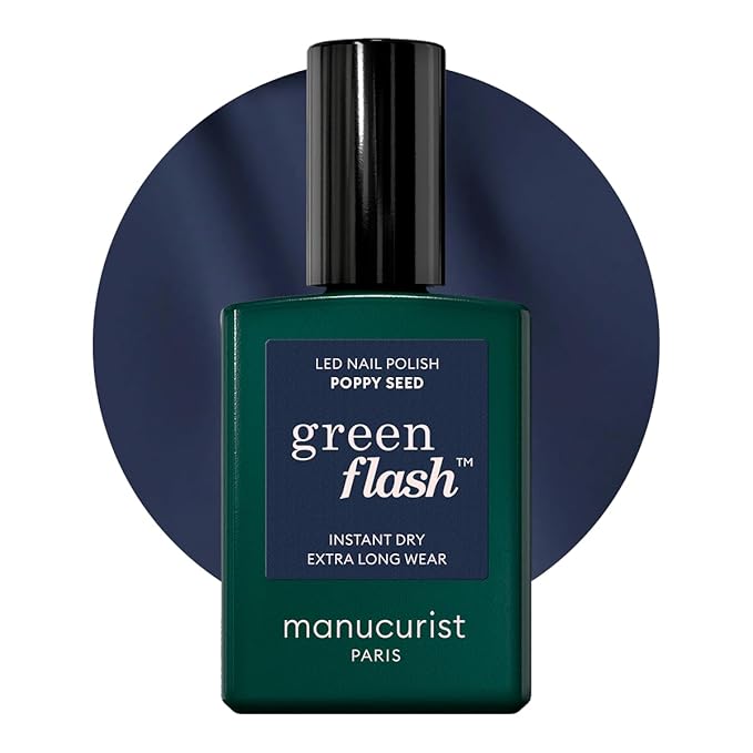 Manucurist Green Flash Gel Polish - Poppy Seed (Blue Grey) - UV & LED Gel Nail Polish - 12-Free, Bio-Sourced (84%) - Professional Manicure - 15 ml