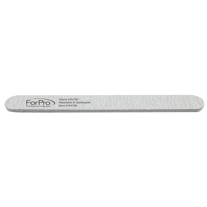 ForPro Professional Collection Nail Foam Boards, Zebra, 100/180 Grit, Double-Sided Manicure and Pedicure Nail Files, 7” L x .75” W, 12-Count