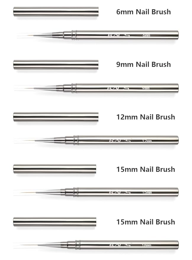 KADS Fine Liner Nail Brush Metal Handle Nail Painting Design Brush Drawing Pen 6mm 9mm 12mm 15mm 18mm (6mm)