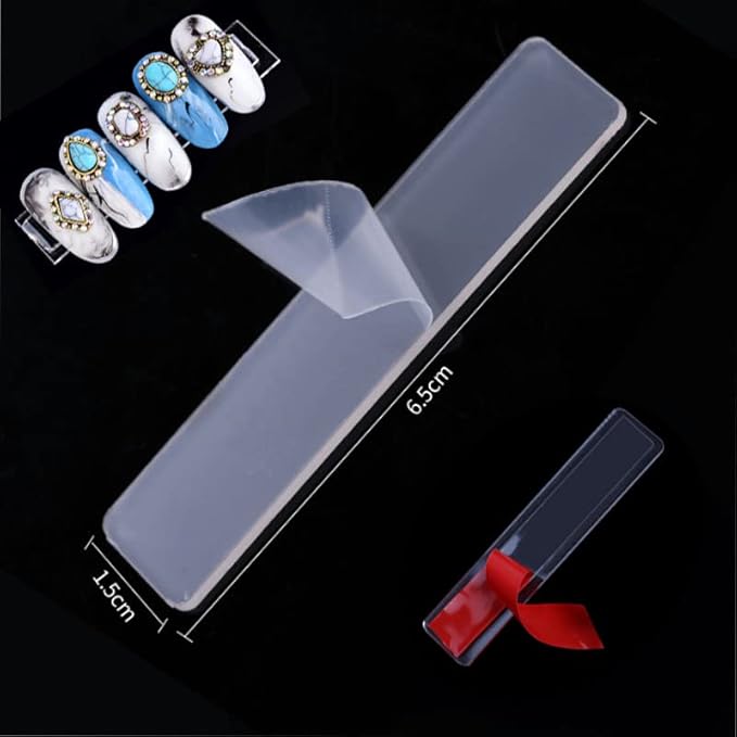 Nail Art Display Clear Stand Practice Holder 50 Pieces with 1 Roll 3M Double Sided Tapes for Acrylic Nails Salon or Home DIY