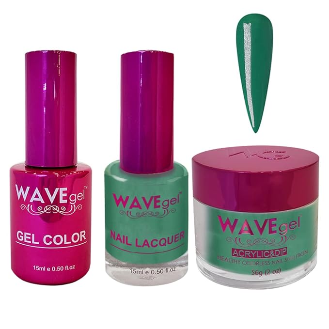 WAVEGEL Soak-Off Gel, Nail Lacquer & Acrylic/Dip Powder Matching Set - Princess Collection - #47 New Leaf