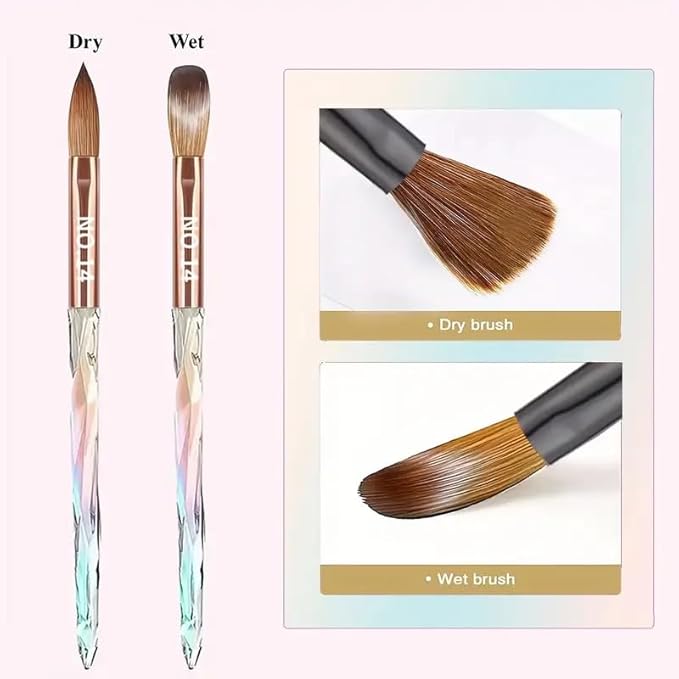 6PCS Acrylic Nail Brush Set,Size 4/6/8/10/12/14 Professional Nail Brushes for Acrylic Application Extension and 3D Carving for Nail Home Salon DIY
