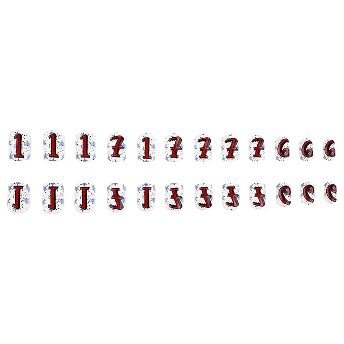 4th of July Press on Nails Short Square Fake Nails Full Cover 1776 False Nails with Blue Star Designs Glossy Glue on Nails Cute Acrylic Nails Manicure Artificial Nails for Women Girls 24Pcs