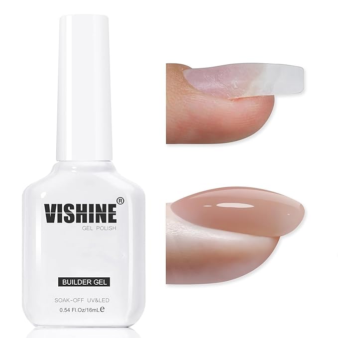 Vishine Builder Gel For Nails, Building Nail 8-in-One Jelly Latte Color Strengthener Sheer Deep Skin Base for Hard Jelly Gel Thickening Builder Extension in A Bottle E058