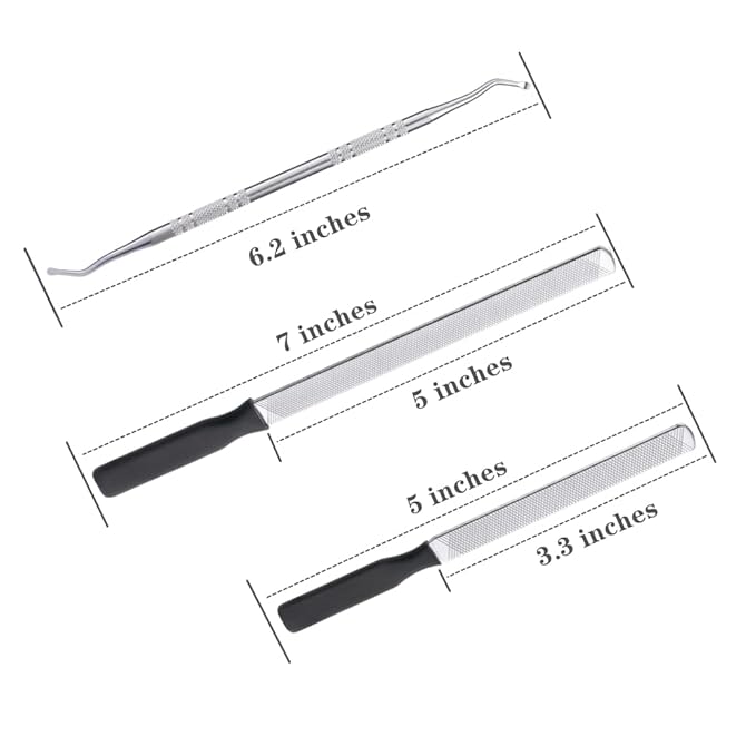 4-in-1 Toe Nail Care Kit: Toe Nail Files for Thick Nails with Ingrown Toenail Lifter & Silicone Thumb Guard | Non-Slip Grip, 2 Metal Nail Files for Men/Seniors/Silver Lifter