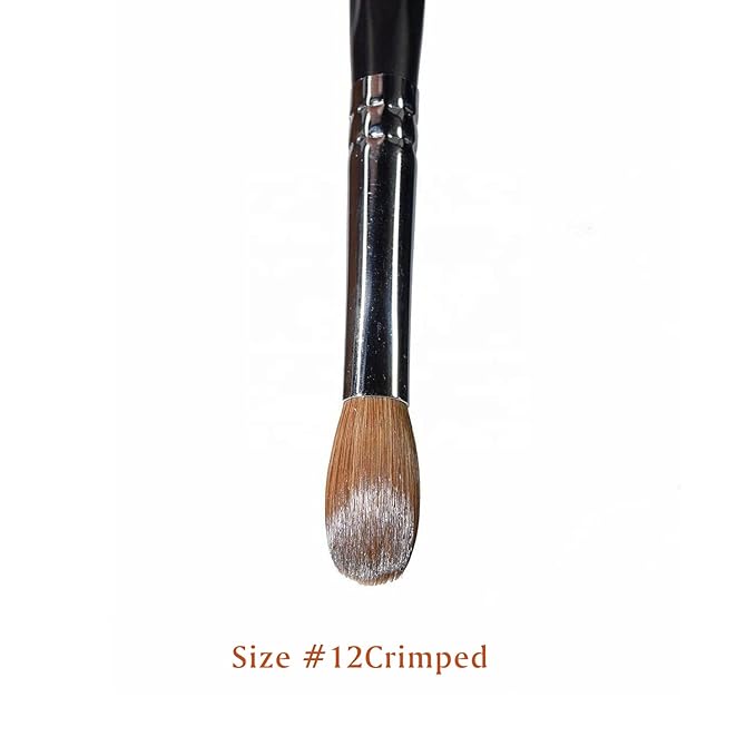 Yasterd Acrylic Nail Brush - 100% Kolinsky, Oval Crimped, Size 12 Black Wood Professional Nail Art Powder Brush Manicure Tool
