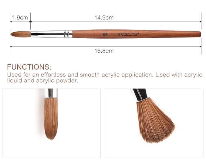 Nail Brush Kolinsky Sable Acrylic Nail Art Brush Professional Red Wooden Nail Brush (8#)