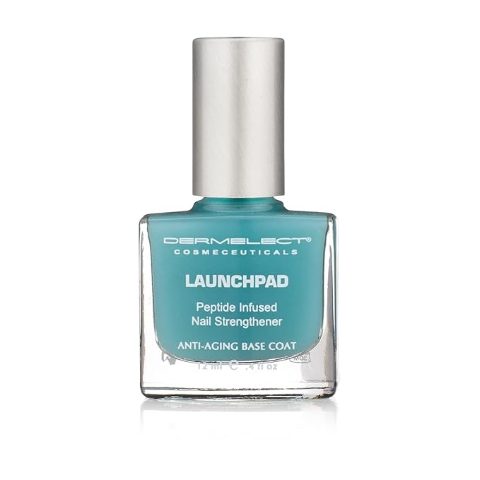 Dermelect Launchpad Nail Strengthener - Nailcare Base Coat with Keratin Protein Peptides, Strengthening, Hardening Protective Treatment for Weak, Thin, Brittle, Hard to Grow, Damaged Nails 0.4 oz