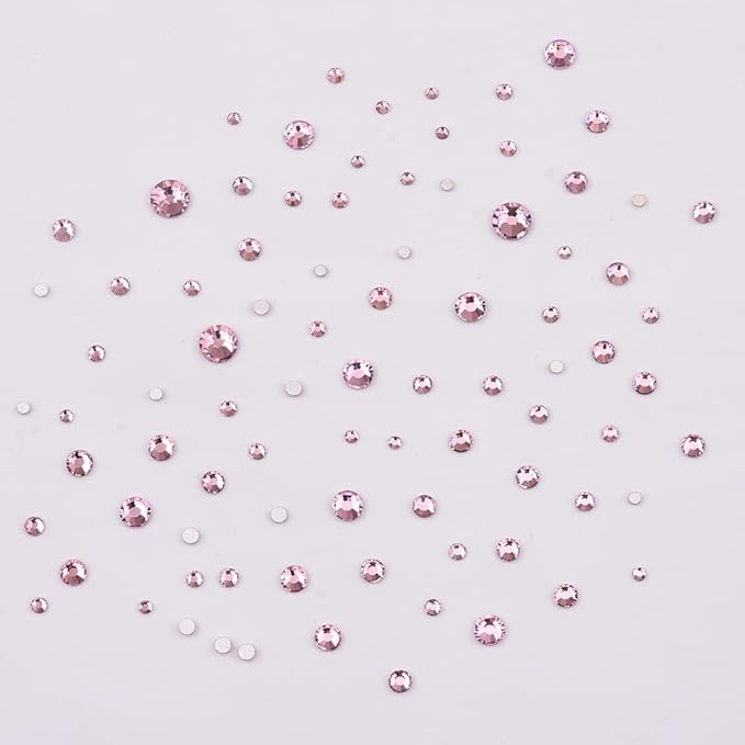 820pcs Pink Flatback Nail Art Shape Rhinestones Mixed Size 1.5-5mm Round Glass Nail Crystals Diamonds Stones Gems for Nail Art Makeup Clothes Shoes Crafts