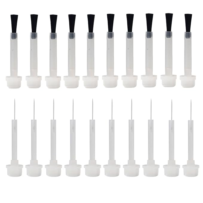20pcs Nail Polish Brush Replacement, Disposable Nail Polish Brushes 2 Style Dip Powder Brush Liquid Replacement Brushes Nail Polish Bottles Brush for Nail Art