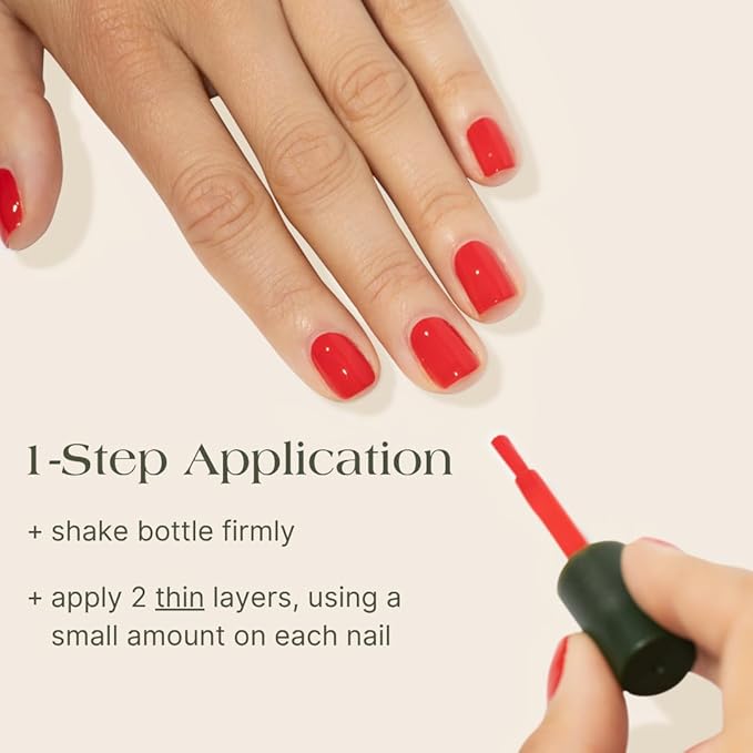 Botanist Nail Rescue Kit | Nail Strengthening Polish + Growth Serum | Grow and Strengthen Nails Damaged from Acrylics, Dip, and Gel Manicures | Non-Toxic, 84% Plant Based, 21-Free & Vegan (Poppy Red)