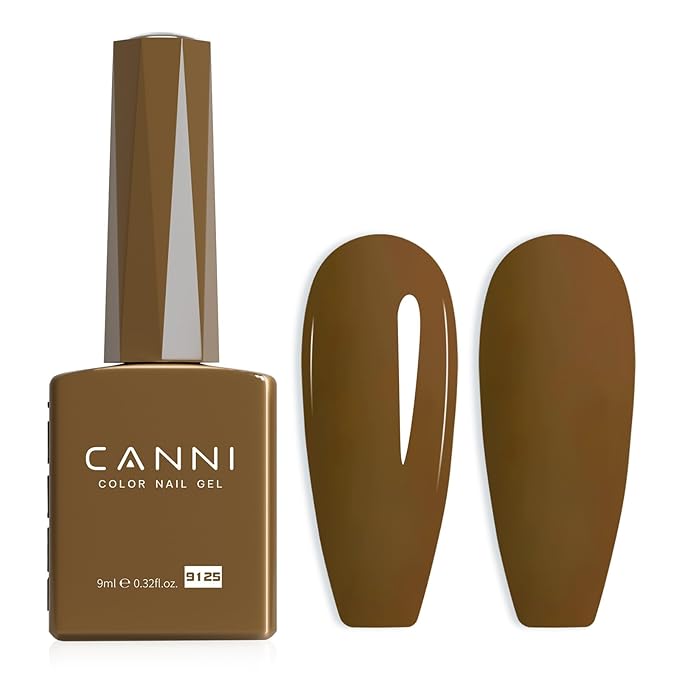 CANNI Brown Gel Nail Polish, 1Pcs Brown Gel Polish Color Nail Polish High Gloss Soak Off U V Nail Manicure Salon DIY