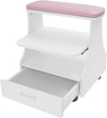 Pedicure Foot Rest, Manicure Foot Rest w/Wheels, Upgrade Widen Footrest Pedicure Foot Stool Stand, Portable Foot Bath Spa Cart Foot Massage Station Footrest, Home Beauty Salon Nail Foot Trolley Cart