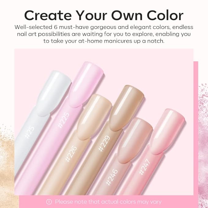 Modelones Acrylic Powder, 6 Colors Transparent Jelly Nude Nail Powder Milky White Pink Nude for Nail Art 3D Nail Carving French Nail Extension, Gifts for Women