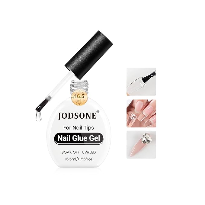 JODSONE 16.5ml Nail Glue Gel Clear and Long-Lasting Requires a Manicure Lamp to Cure for Attaching False Nails Repairing Broken Nails and Securing Decorations