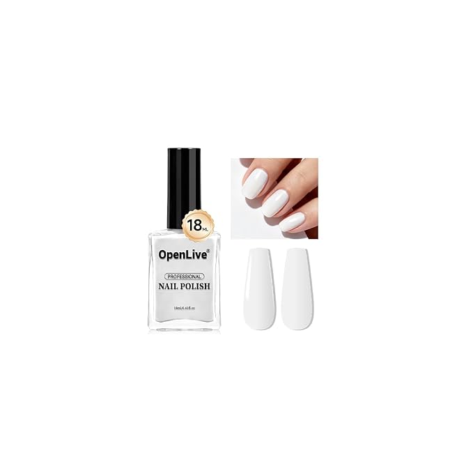 18ml White Nail Polish Large Volume Quick Drying Nail Polish, Fast Drying and Long Lasting Color Nail Art DIY Home Manicure Gift for Women
