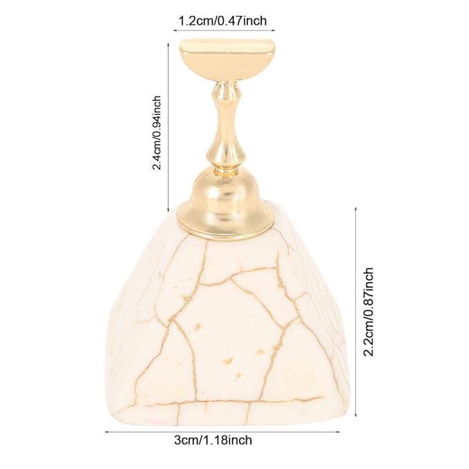 Magnetic Nail Tip with Nail Art Practice Stand Base - Alloy Magnets Holder/ Marble Base for Nail Art Display 5+1Pcs (Beige)