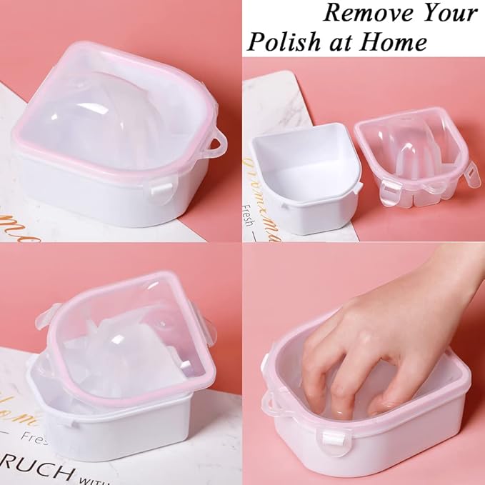 Nail Soaking Bowl, Gel Nail Polish Remover Kit, Manicure Bowl for Hand, Dip Powder Remover Tools, Nail Soak Off Bowl for Acrylic Nails, Nail Brush, Cuticle Pusher, Cuticle Peeler, 100180 Nail File,