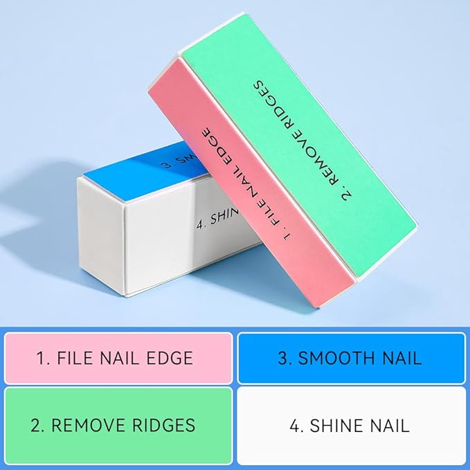 TsMADDTs Nail Files and Buffers, 13 pcs Nail Kit with 3-Way Sanding Block, 4-Way Buffing Block, 100/180 Files, Cuticle Nippers & Cuticle Pusher