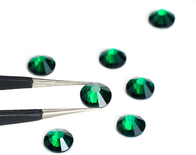 288pcs Flat Back Rhinestones Glitter Round Crystal Gems Glass Rhinestones for Crafts Nail Art Clothes Shoes DIY Decorations, Emerald, SS30, 6.3-6.5mm