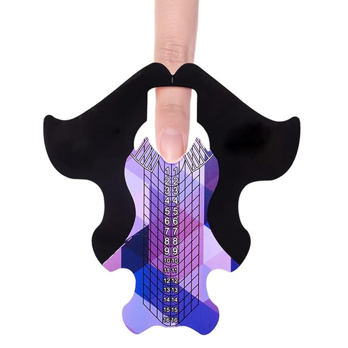 Tvoip 100Pcs/Pack Nail Forms Extension Tips Guide Extension French DIY Tool Fish Acrylic UV Gel Nail Art Tools Builder Sticker Sculpting (Purple)