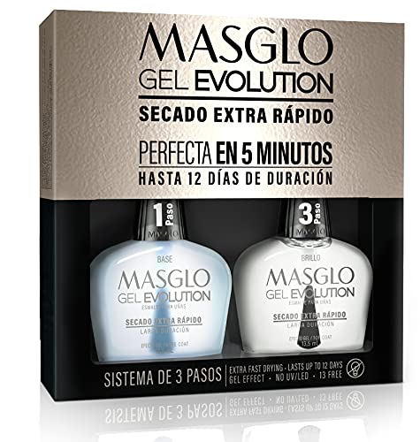MASGLO Gel Evolution – Nail Polish No UV/LED Lamp Needed, Fast-Drying, 12-Day Wear, 14-Free Formula, High-Gloss Finish, vegan (0.5 oz)