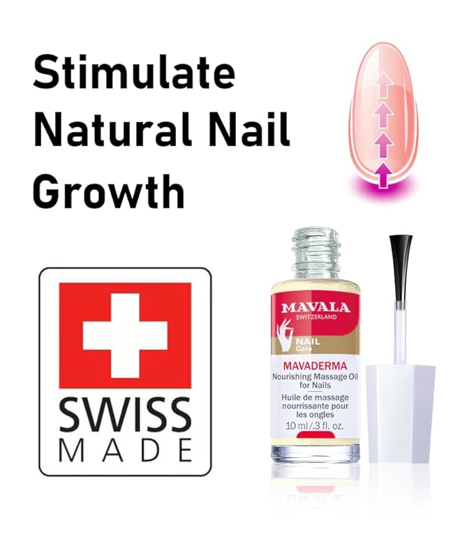 Mavala Mavaderma Nourishing Massage Oil for Nails, Nail Care, Nail Hardener, Cuticle Oil Nail Growth, Moisturizing & Healing Treatment for Cracked Nails & Rigid Cuticles (0.3 Ounce)