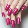 evpct Purple Red Cat Eye Coffin Press on Nails Square Medium, Medium Square Stick on Nail for Women, Purple Red Metallic Glitter Glossy Reusable Summer Soft Gel Press on Acrylic Fake Nail with Designs