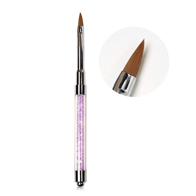 KADS Acrylic Brush Nail Art Brush Rhinestone Powder Brush Acrylic Clear Handle Nail Art Design Paint Pen Manicure Tool for Nails Sculpting (Purple)