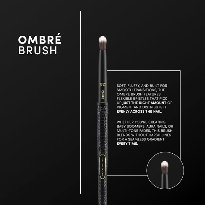 Chaun Legend Nail Art Brush - Ombré (soft, fluffy and built for smooth gel & acrylic transitions)