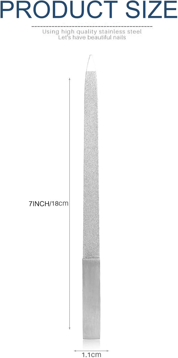 Diamond Dust Nail File - Stainless Steel Nail Dresser Nail Buffering Files - 9 Inch (9inch-AB-04)