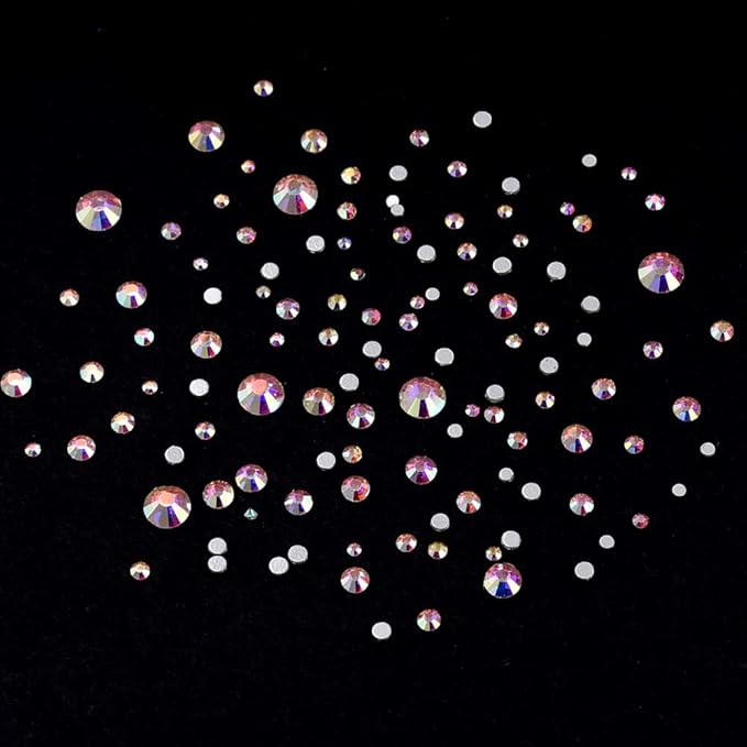 100pcs Mix Shapes Glass Ab Crystals Flatback Nail Decoration Gems 720pcs Round Rhinestones for Nails Crafts Assortment