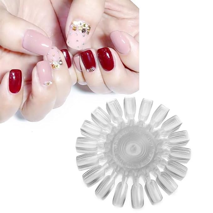 10 Pcs Transparent 18 Tips Display Plastic Nail Art Polish Palette Wheels False Nail Art Tips Practice Display Board Deft and Professional, Practice Nail Tips, Nail Art and Polish