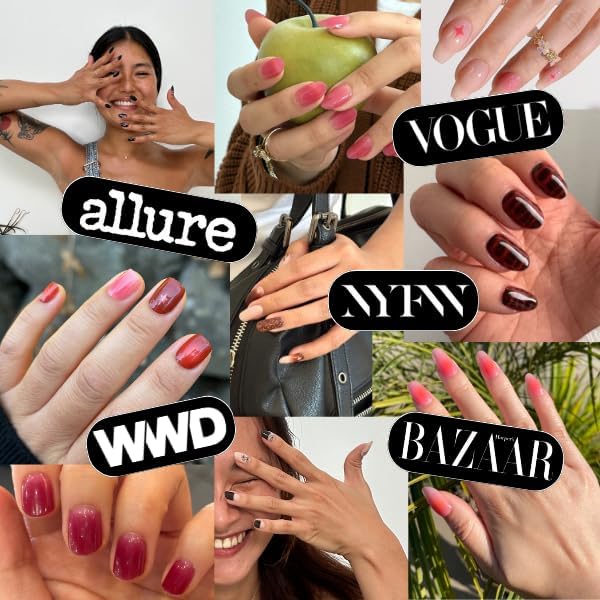 Semi Cured Gel Polish Strips | 24pc UV LED Required Wraps | Gift Peel and Stick Nails | Coquette DIY Home Manicure | Press On Alternative (Shy Girl)