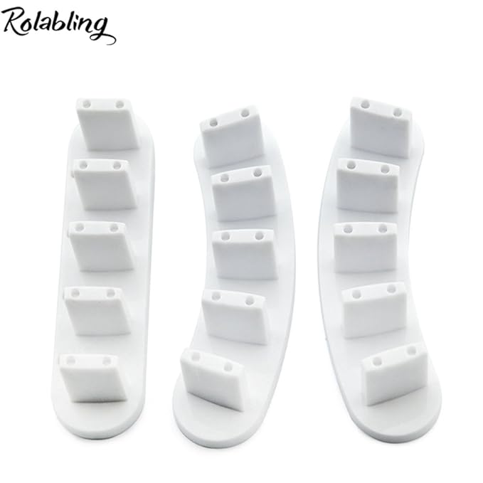 3pcs False Nail Art Tips Practice Display Stand Tool with 10 pcs False Nail Tips for Gel Nail Polish DIY Nail Training Tools (White)