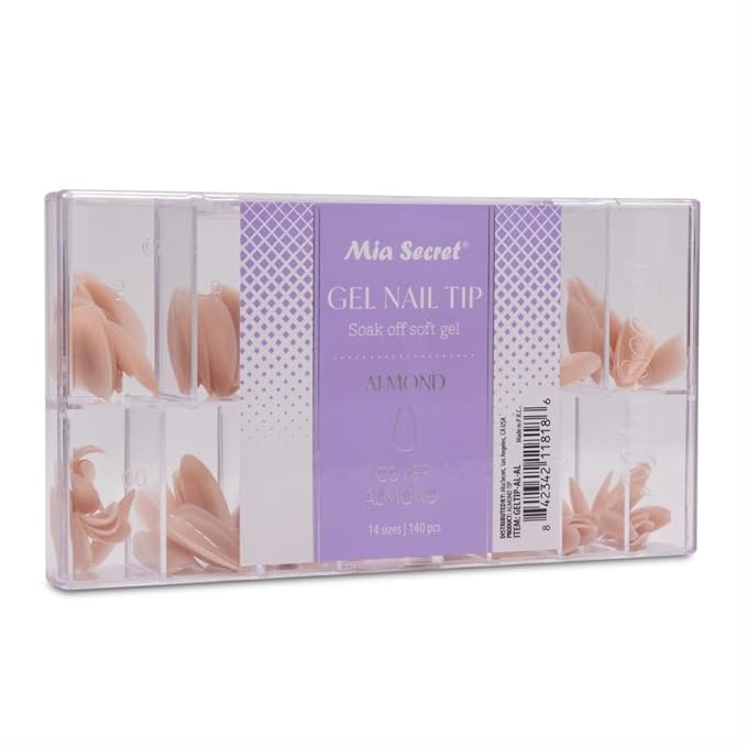 Mia Secret Soak off Soft Gel Nail Tip MADE IN USA for Salon and DIY (Cover Almond, Almond)