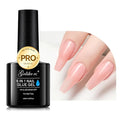 Gelike EC Peachy Jelly Nail Glue Gel - 6 in 1 Extra Strong Clear Acrylic Nails - Long Lasting Extension Adhesive UV Nude Pink Nail Glue for Clear Press On Nail Tips - UV Cure Required