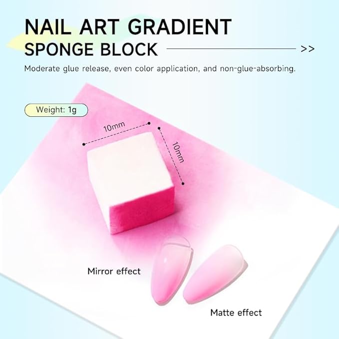 Nail Sponges Set for Ombre Gel Nail Art Tools Set-50Pcs Nail Sponges With Calw Grabbing Pen Nail Art Brush Storage Box for Ombre Painting Gel