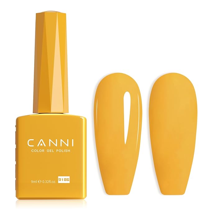 CANNI Yellow Gel Nail Polish, 1Pcs Yellow Gel Polish Color Soak Off U V Nail Manicure Salon DIY at Home