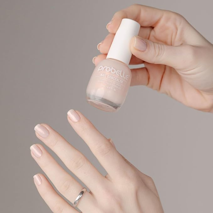 Probelle Illuminating Nail Concealer, Sheer Long Lasting Brightening Nail Polish for yellowing discolored nails, perfect finish for damaged nails with imperfections, Vegan, Gluten Free, Peach Pearl