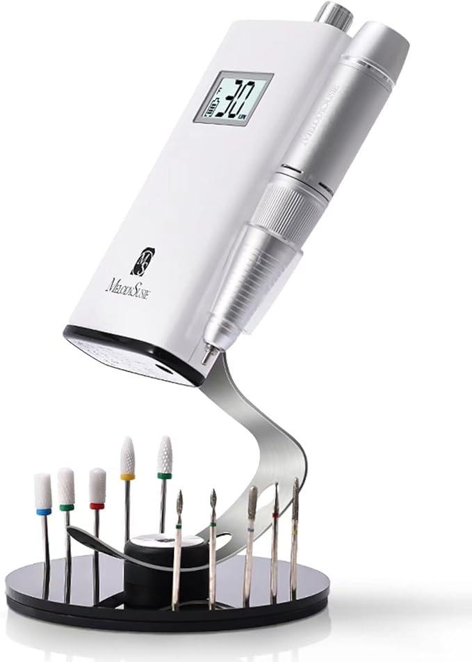 MelodySusie Clip-On Nail Drill Holder with 10 Drill Bits Holes,Acrylic Base Stand for All Clip-On Electric Nail File,Especially for SC300F,SC320H,SC320F,SC320D,SC330G,SM330G,SC320C,MM400D,MB420G