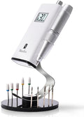 MelodySusie Clip-On Nail Drill Holder with 10 Drill Bits Holes,Acrylic Base Stand for All Clip-On Electric Nail File,Especially for SC300F,SC320H,SC320F,SC320D,SC330G,SM330G,SC320C,MM400D,MB420G
