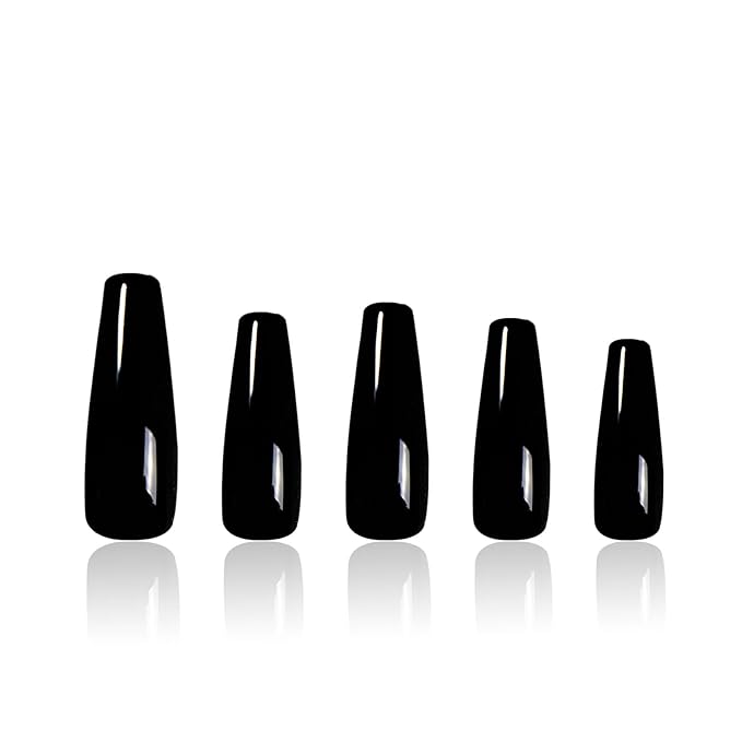 LOVFUL Press on Nails Red Sole Black Red | Handmade with Full Covered Crystals | Reusable Full Cover Nails | Coffin Classic Regular 1.3 in | H22-L