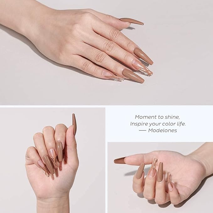 modelones Gel Nail Polish, 15ML Caramel Coffee Brown Gel Polish Soak Off LED Neutral Nude Brown Color Nail Gel Polish, Salon DIY Nail Art Manicure at Home Gift for Women Holiday, 0.5 fl oz.