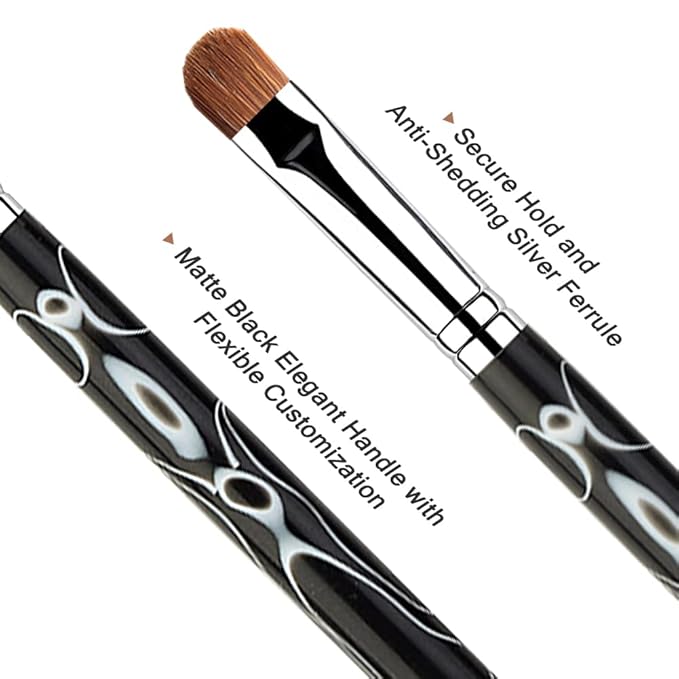 French Manicure Brush -Two Way Sable Nail Art Brush with Dotting Tool for Manicure Cuticle Clean Up Nail Art Design- Professional Nail Salon Quality Brush, Nail Dotting Pen (12#)