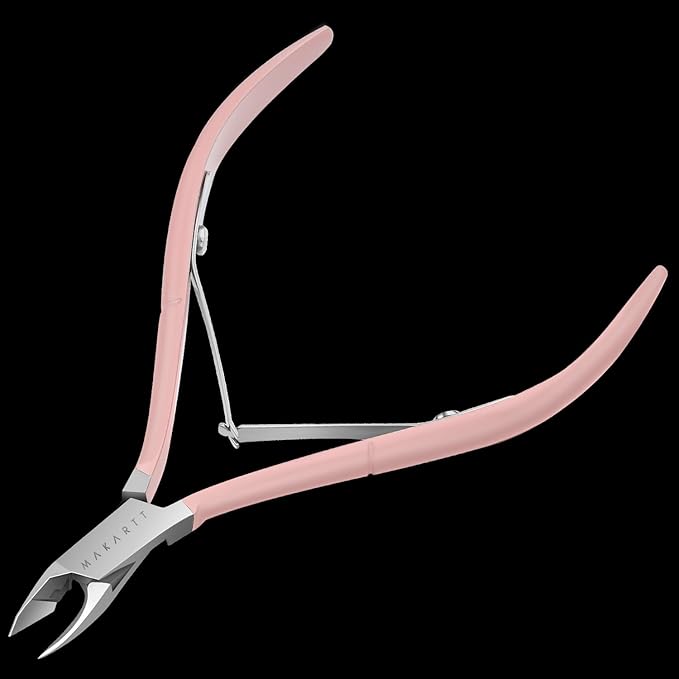 Makartt Cuticle Nippers, Pink Cuticle Trimmer Extremely Sharp Full Jaw Cuticle Remover Nail Care for Manicure Home Salon Use (Pack of 1)